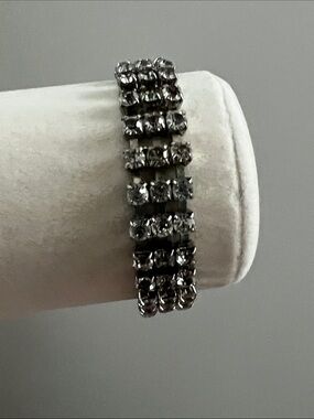 Vintage Silver Rhinestone 3” Bracelet - Women’s Jewelry
